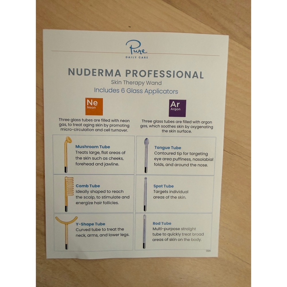 Pure Daily Care NuDerma Professional Skin Therapy Wand Neon Argon 6 Applicators - Picture 3 of 3